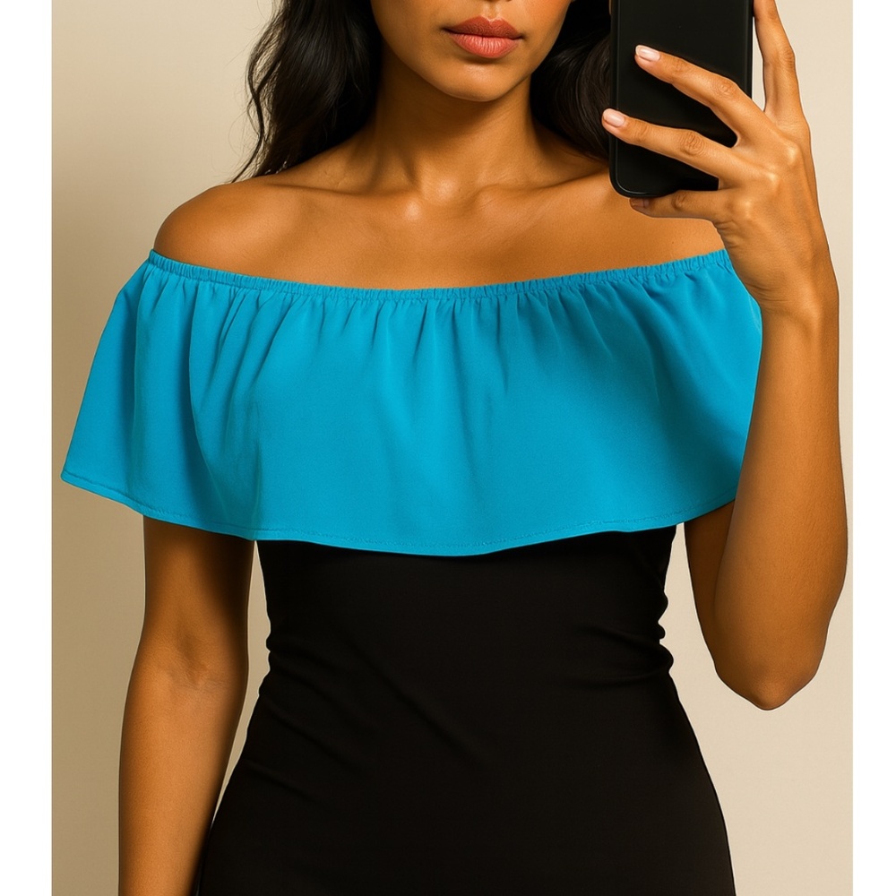 Peasant Top Black & Blue size Small